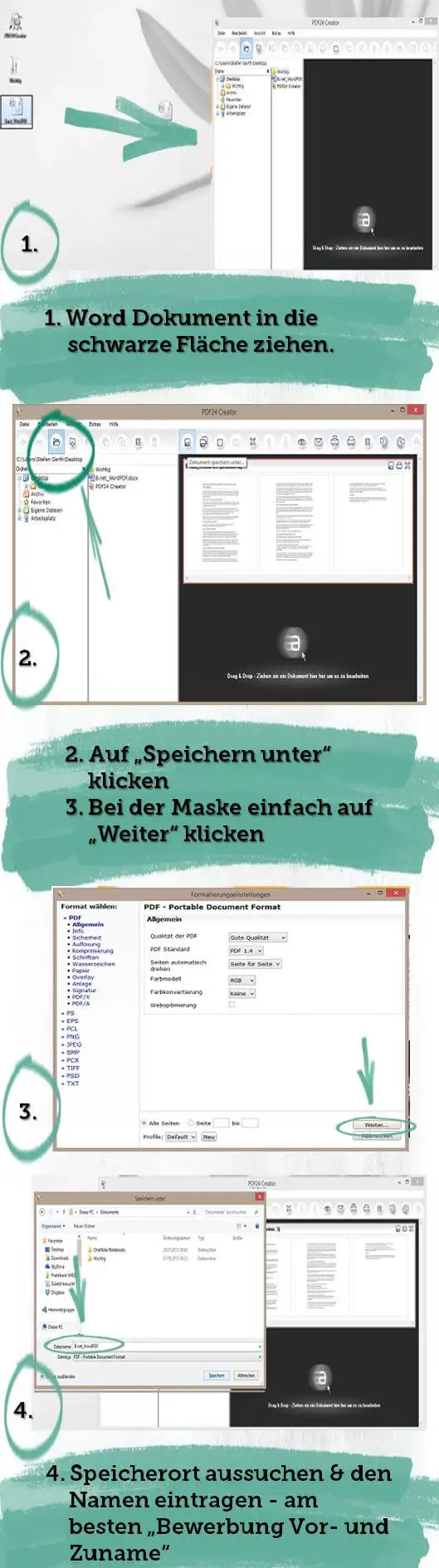 Bewerbung als PDF Schritt für Schritt Anleitung